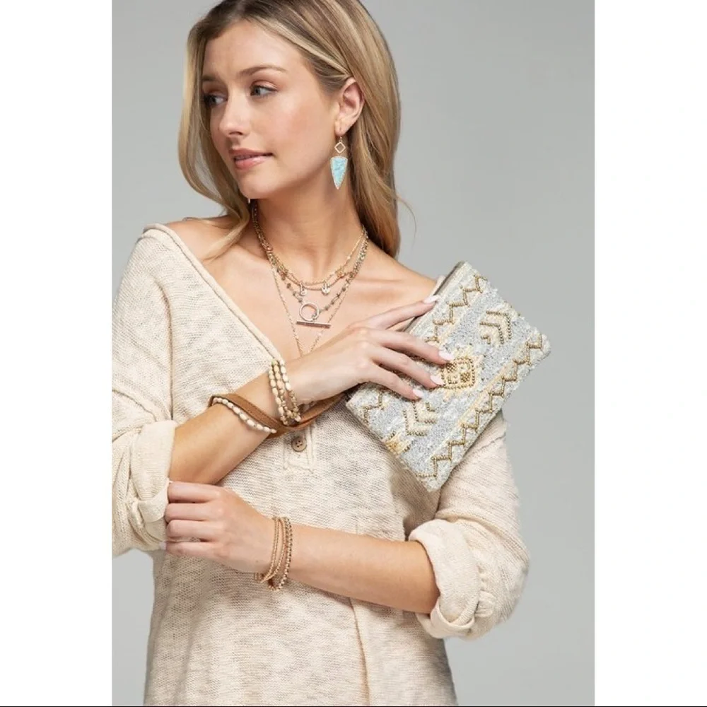 Boho Handmade Cotton Wristlet Clutch